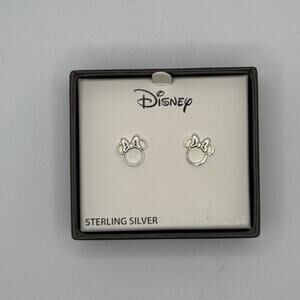 NEW-Sterling Silver Minnie Mouse Surgical Steel Back Earrings